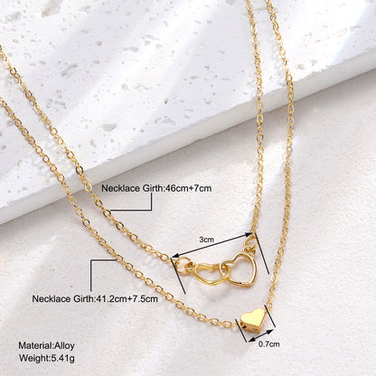Hollow Cross Heart Pendant Necklace – Double-Layer Classic Heart Jewelry for Women CJ