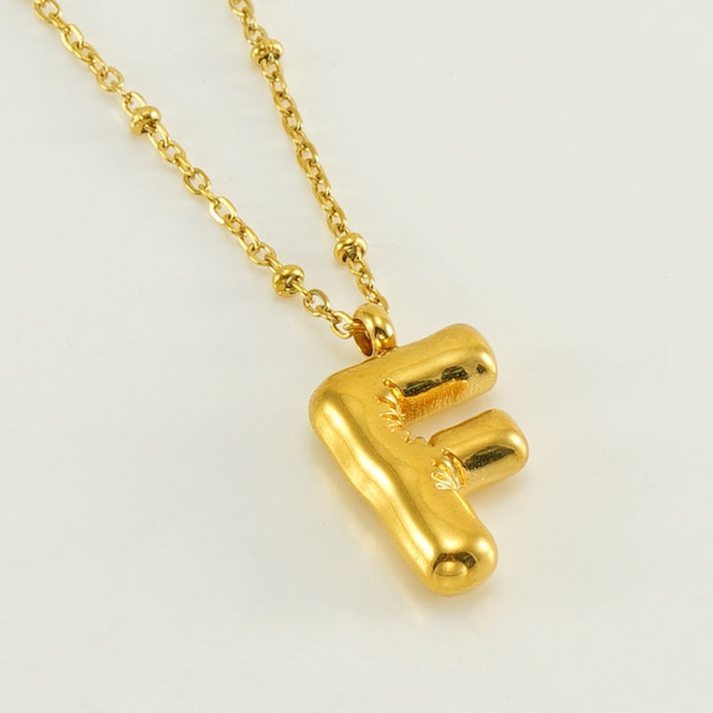 Women’s Fashion Bubble Letter Pendant Necklace – Trendy Alphabet Jewelry Gift CJ