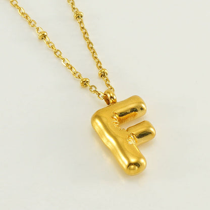Women’s Fashion Bubble Letter Pendant Necklace – Trendy Alphabet Jewelry Gift CJ
