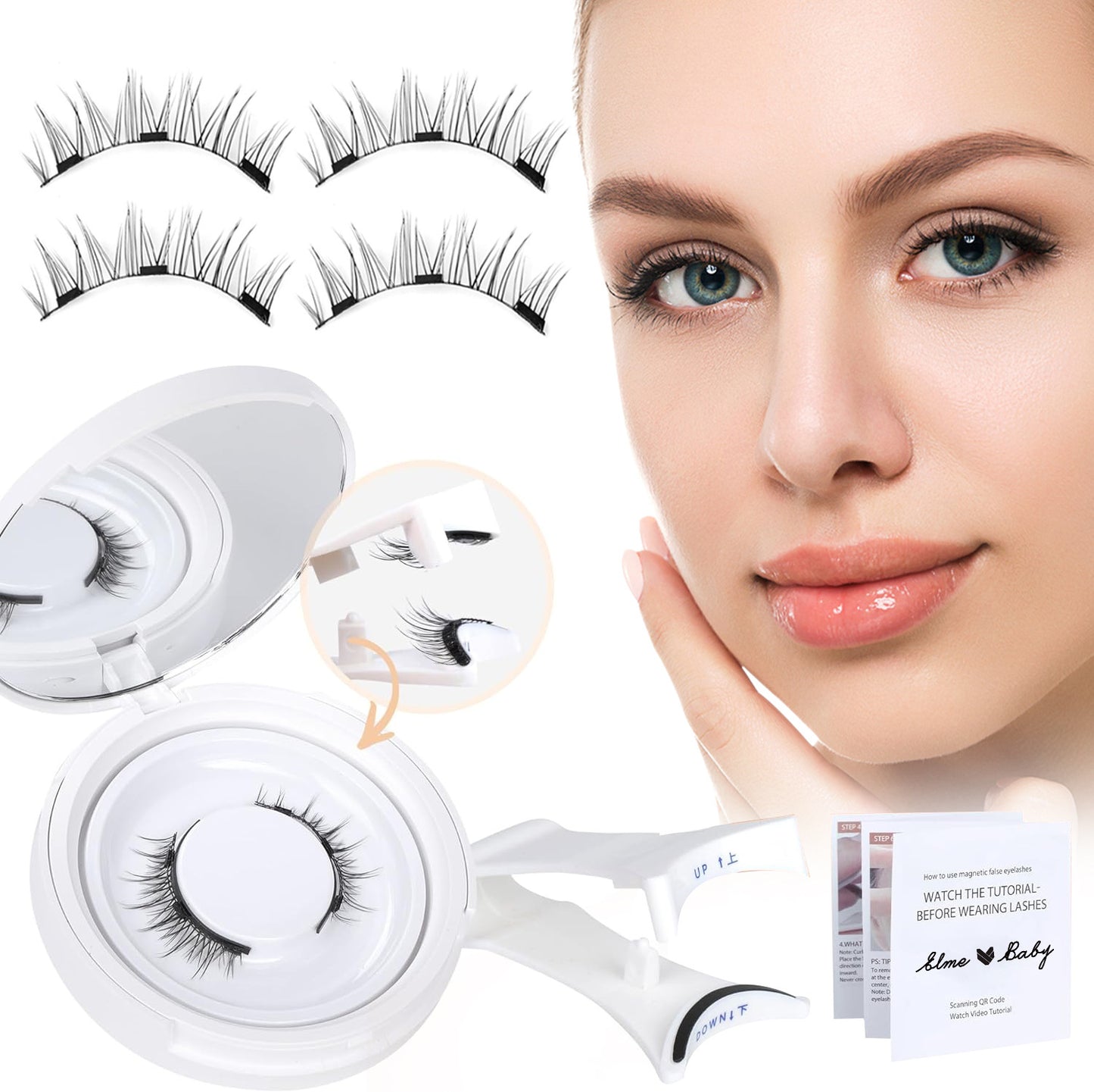 Natural Magnetic False Eyelashes – Soft Mink Hair, Easy to Wear Daily Lashes