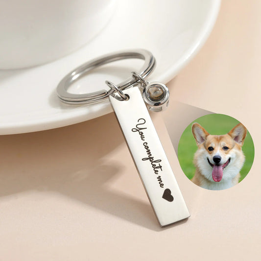 Customizable Color Photo Projection Keychain – Personalized Gift for Couples
