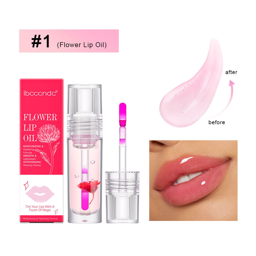 Flower Color Changing Lip Oil – Moisturizing Jelly Lip Gloss with Temperature-Sensitive Color