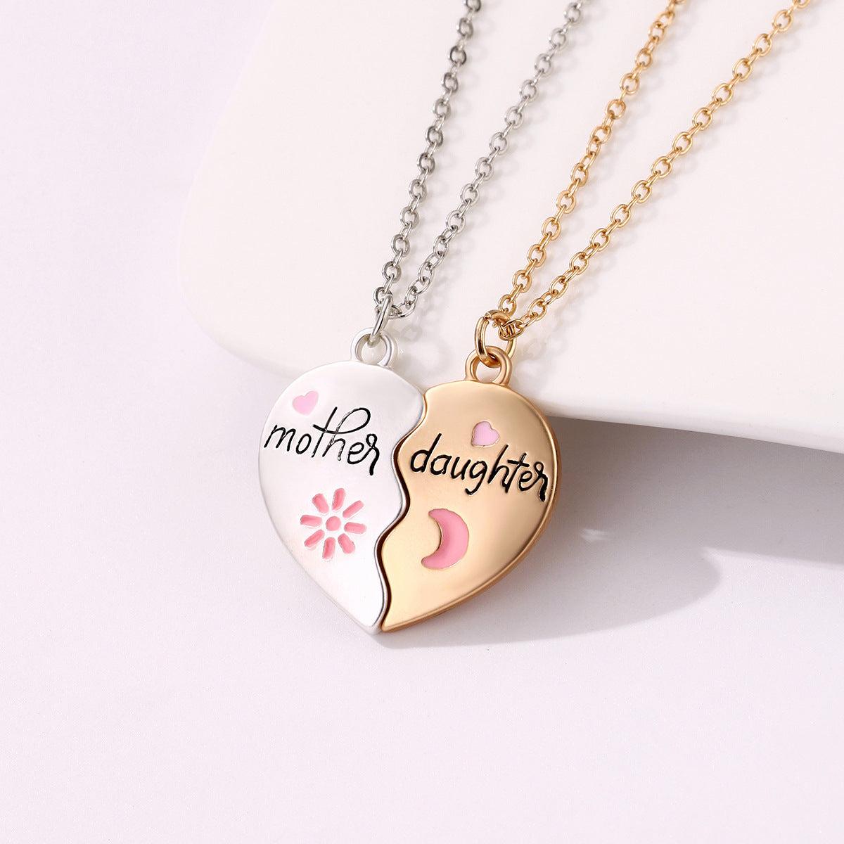 2PCS Mother & Daughter Necklace Set – Matching Heart Magnetic Pendant Jewelry Gift CJ