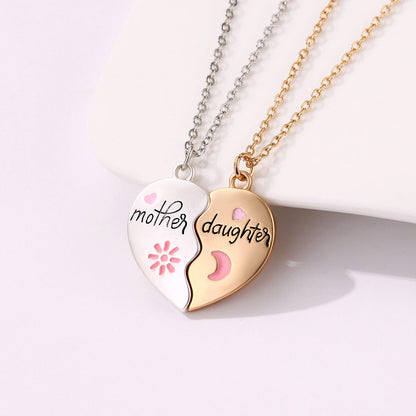 2PCS Mother & Daughter Necklace Set – Matching Heart Magnetic Pendant Jewelry Gift CJ