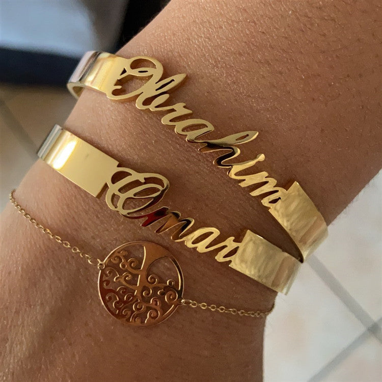 Customized Name Bracelet – Personalized Stainless Steel Bangle Jewelry CJ