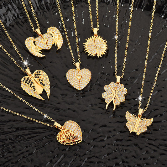 Personalized Name Heart Locket Necklace – Custom Zirconia Pendant Gift for Mom & Grandma CJ