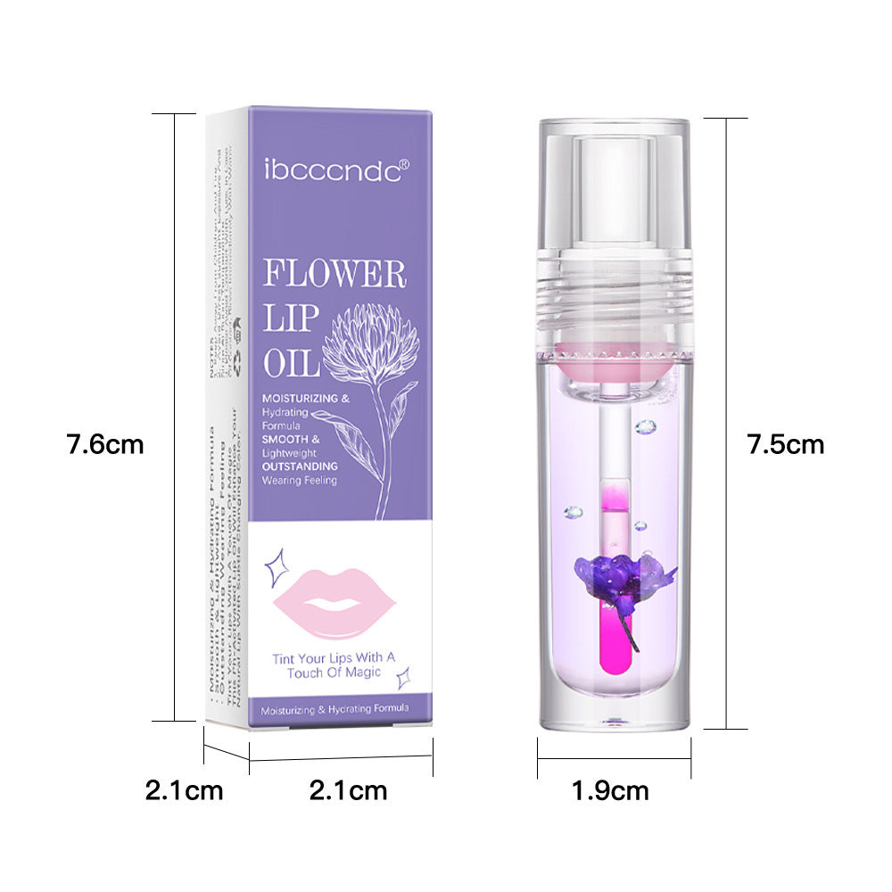 Flower Color Changing Lip Oil – Moisturizing Jelly Lip Gloss with Temperature-Sensitive Color